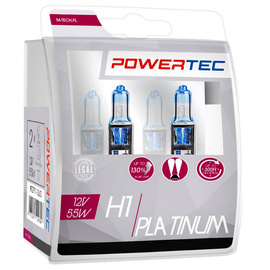 Żarówki halogenowe POWERTEC H1 55W +130% białe światło