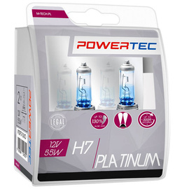 Żarówki halogenowe POWERTEC H7 55W +130% białe światło